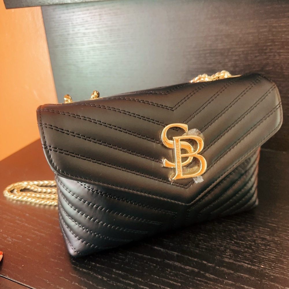 SARA BURGLAR genuine black leather shoulder bag Kate Trapunto BORSA DONNA NWT